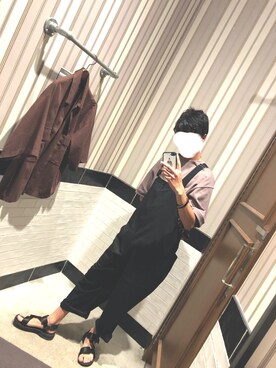 「RAGEBLUE」｜「アイテム（サロペット/オーバーオール）」を使った、花楓さん（メンズ・174cm）の秋コーディネート