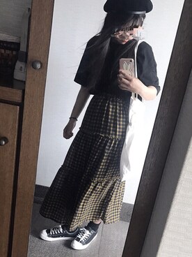 「coca（coca）（コカ）のアイテム（ハンチング/ベレー帽）」を使った、에누さん（レディース・158cm）の夏コーディネート