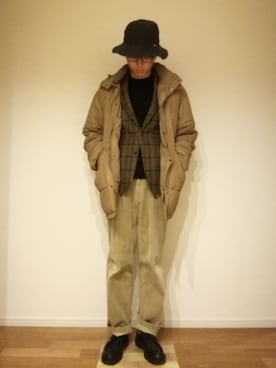 「ブラウン×ブラック」｜「アイテム（その他シューズ）」を使った、SAIさん（メンズ・178cm）の冬コーディネート