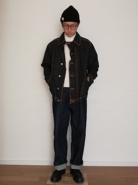 「アイテム（ニットキャップ/ビーニー、ブルー系）」を使った、SAIさん（メンズ・178cm）の春コーディネート