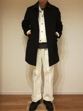 「Gジャン」｜「アイテム（ステンカラーコート）」を使った、SAIさん（メンズ・178cm）の冬コーディネート