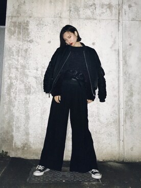 「CLANE（クラネ）のアイテム（MA-1）」を使った、ARISAさん（レディース・157cm）の冬コーディネート