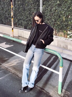 「CLANE（クラネ）のアイテム（MA-1）」を使った、ARISAさん（レディース・157cm）の冬コーディネート