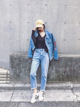 「ANAP（アナップ）のアイテム（ジャケット/アウター）」を使った、ARISAさん（レディース・157cm）の春コーディネート
