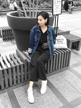 「DHOLIC（ディーホリック）のアイテム（つなぎ/オールインワン）」を使った、ARISAさん（レディース・157cm）の春コーディネート