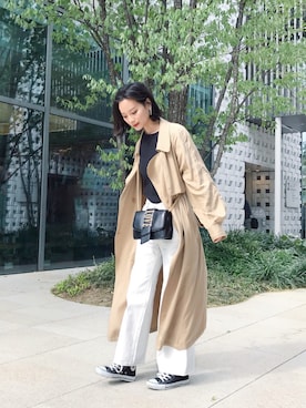 「H&M DIVIDED（エイチアンドエム　ディヴァイデッド）のアイテム（バッグ）」を使った、ARISAさん（レディース・157cm）の春コーディネート