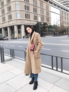 「MARC JACOBS（マークジェイコブス）のアイテム（ショルダーバッグ）」を使った、ARISAさん（レディース・157cm）の冬コーディネート