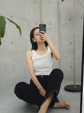 「6（ロク）のアイテム（タンクトップ）」を使った、ARISAさん（レディース・157cm）の夏コーディネート