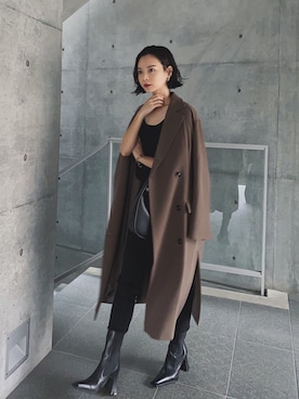 「ロングジャケット」｜「アイテム（ブーツ）」を使った、ARISAさん（レディース・157cm）の秋コーディネート