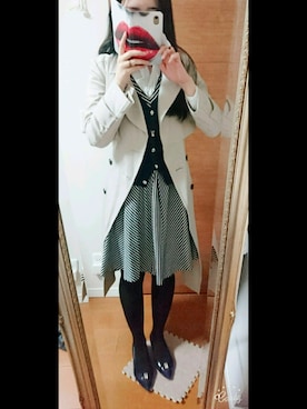 「Diagram（ダイアグラム）のアイテム（トレンチコート）」を使った、曼荼羅さん（レディース・158cm）の秋コーディネート