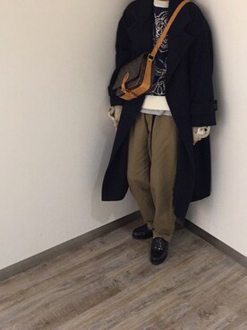 「KBF（ケイビーエフ）のアイテム（ピーコート）」を使った、nosukeさん（レディース・160cm）の冬コーディネート