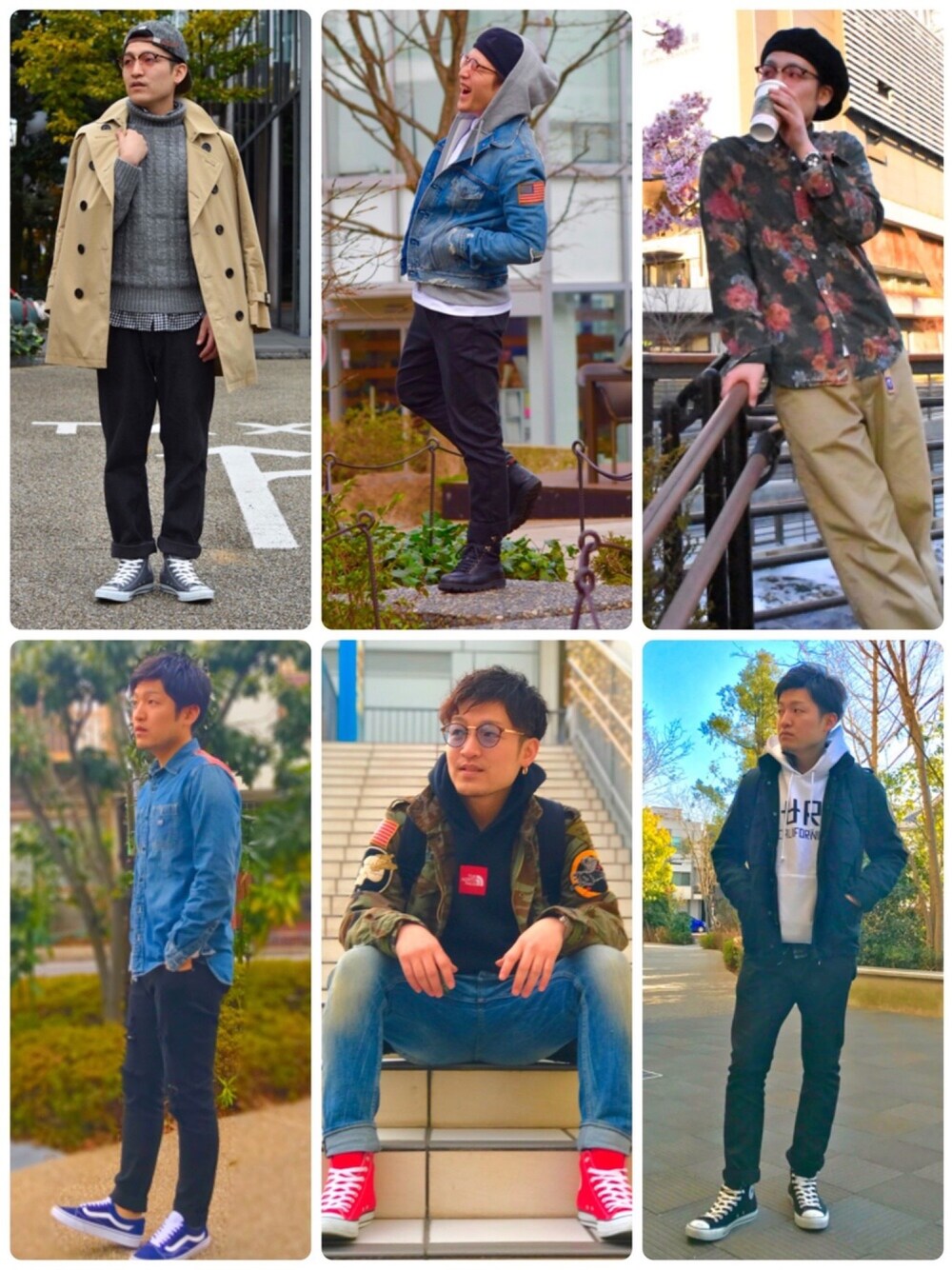 グレー系のその他パンツ、ブルー系のデニムジャケット、その他のシャツ/ブラウスを着用したメンズの春コーディネートの1枚目の写真