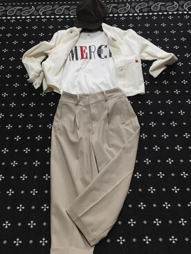 「ロゴニット」｜「アイテム（デニムジャケット）」を使った、a.さん（レディース・148cm）の春コーディネート