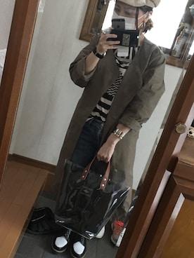 「柄物」｜「アイテム（トレンチコート）」を使った、a.さん（レディース・148cm）の春コーディネート