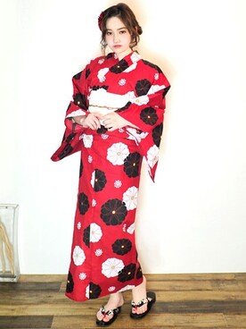 「2018ss」｜「アイテム（浴衣）」を使った、アンココンさん（レディース・162cm）の春コーディネート