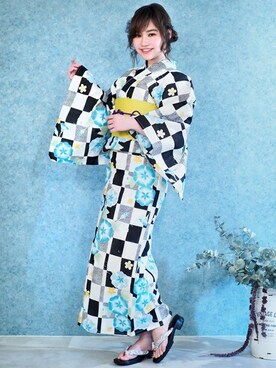 「2018ss」｜「アイテム（浴衣）」を使った、アンココンさん（レディース・159cm）の春コーディネート