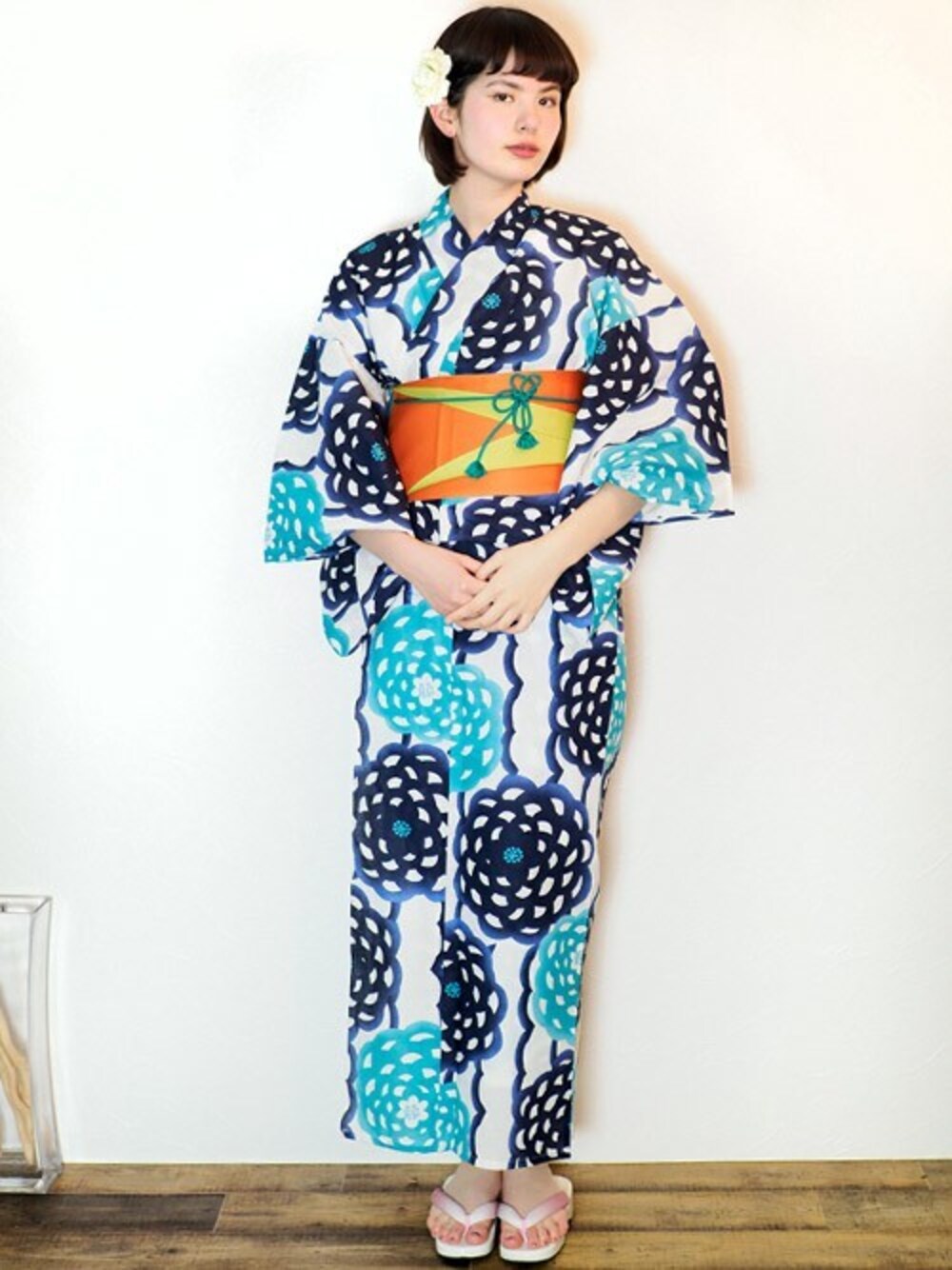 「ヘアアレンジ、浴衣、レトロ、夏コーデ、帯、夏祭り、Yukata、浴衣女子、フォトジェニック、2018ss」｜「--の浴衣（浴衣、ホワイト系）」を使った、アンココンさん（レディース・172cm）の春コーディネートの1枚目の写真