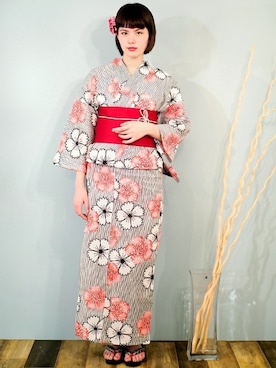 「アイテム（水着/着物・浴衣）」を使った、アンココンさん（レディース・172cm）の春コーディネート