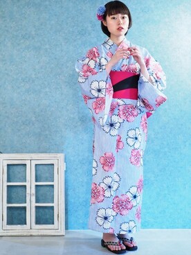 「2018ss」｜「アイテム（浴衣）」を使った、アンココンさん（レディース・159cm）の春コーディネート