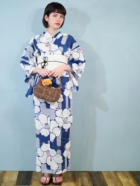 「2018ss」｜「アイテム（浴衣）」を使った、アンココンさん（レディース・172cm）の春コーディネート