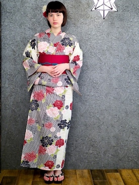 「アイテム（水着/着物・浴衣）」を使った、アンココンさん（レディース・172cm）の春コーディネート