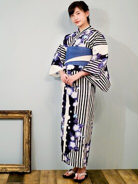「2018ss」｜「アイテム（浴衣）」を使った、アンココンさん（レディース・163cm）の春コーディネート