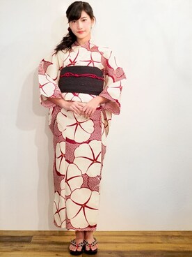 「2018ss」｜「アイテム（浴衣）」を使った、アンココンさん（レディース・163cm）の春コーディネート