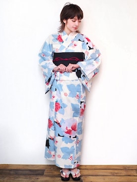 「2018ss」｜「アイテム（浴衣）」を使った、アンココンさん（レディース・163cm）の夏コーディネート