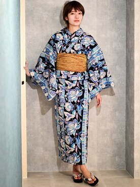 「2018ss」｜「アイテム（浴衣）」を使った、アンココンさん（レディース・163cm）の夏コーディネート