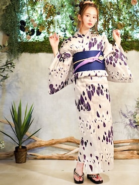 「アイテム（浴衣）」を使った、アンココンさん（レディース・160cm）の春コーディネート