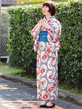 「アイテム（浴衣）」を使った、アンココンさん（レディース・159cm）の夏コーディネート