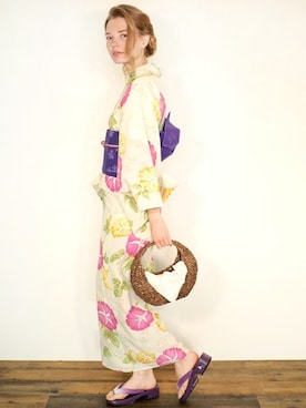 「アイテム（浴衣）」を使った、アンココンさん（レディース・163cm）の夏コーディネート