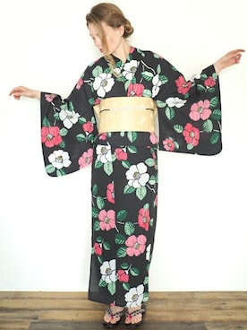 「--（--）のアイテム（浴衣）」を使った、アンココンさん（レディース・163cm）の夏コーディネート