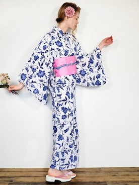 「アイテム（浴衣）」を使った、アンココンさん（レディース・163cm）の夏コーディネート