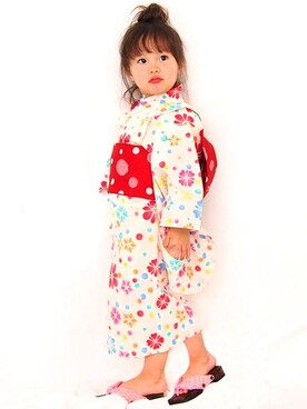 「--（--）のアイテム（浴衣）」を使った、アンココンさん（キッズ・103cm）の春コーディネート