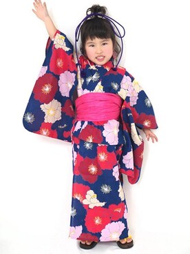 「--（--）のアイテム（浴衣）」を使った、アンココンさん（キッズ・103cm）の春コーディネート
