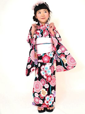 「--（--）のアイテム（浴衣）」を使った、アンココンさん（キッズ・105cm）の春コーディネート