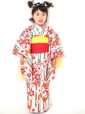 「--（--）のアイテム（浴衣）」を使った、アンココンさん（キッズ・103cm）の春コーディネート