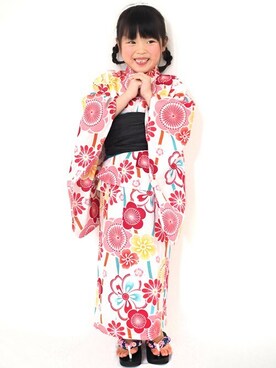 「--（--）のアイテム（浴衣）」を使った、アンココンさん（キッズ・107cm）の春コーディネート
