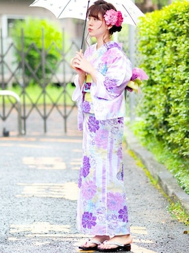 「--（--）のアイテム（浴衣）」を使った、アンココンさん（レディース・163cm）の夏コーディネート