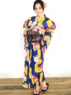 「--（--）のアイテム（浴衣）」を使った、アンココンさん（レディース・158cm）の夏コーディネート