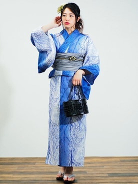 「アイテム（浴衣）」を使った、アンココンさん（レディース・158cm）の春コーディネート