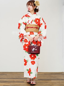 「アイテム（浴衣）」を使った、アンココンさん（レディース・158cm）の春コーディネート