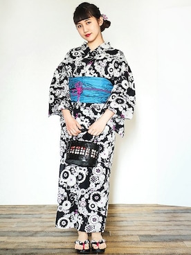 「アイテム（浴衣）」を使った、アンココンさん（レディース・153cm）の夏コーディネート
