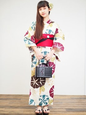 「アイテム（浴衣）」を使った、アンココンさん（レディース・153cm）の夏コーディネート