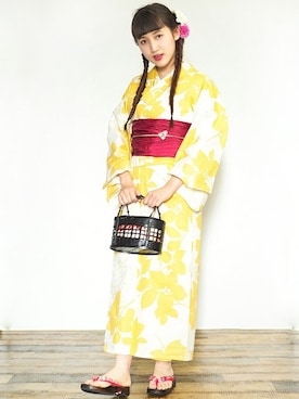 「アイテム（浴衣）」を使った、アンココンさん（レディース・153cm）の夏コーディネート