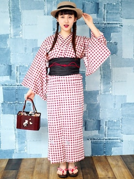 「モダン」｜「アイテム（浴衣）」を使った、アンココンさん（レディース・153cm）の夏コーディネート