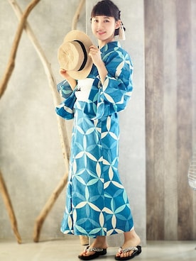 「アイテム（浴衣）」を使った、アンココンさん（レディース・153cm）の夏コーディネート