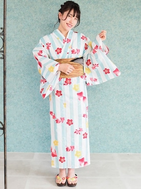 「アイテム（浴衣）」を使った、アンココンさん（レディース・160cm）の夏コーディネート