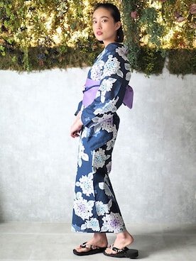 「アイテム（浴衣）」を使った、アンココンさん（レディース・160cm）の夏コーディネート